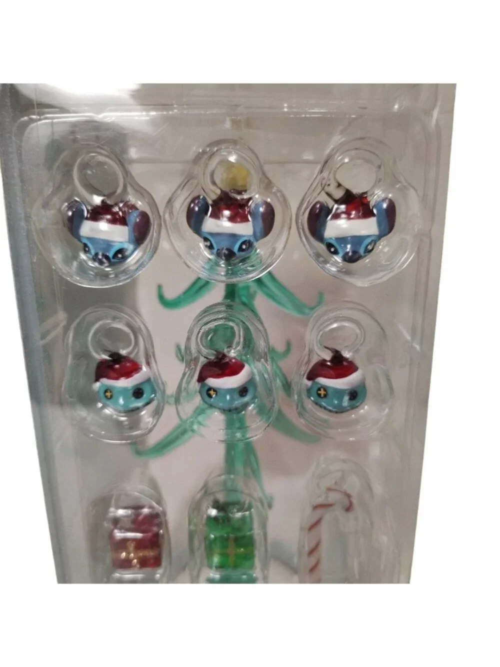 Disney Glass Christmas Tree With Stitch Ornaments and Star Topper